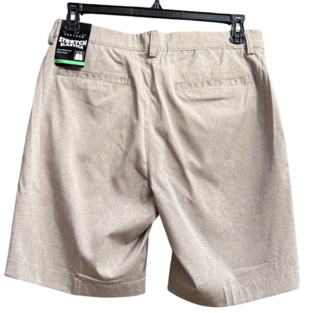 NWT PGA Tour Men’s Khaki Shorts Waist Size 34 Golf Athletic Lightweight - Picture 2 of 12